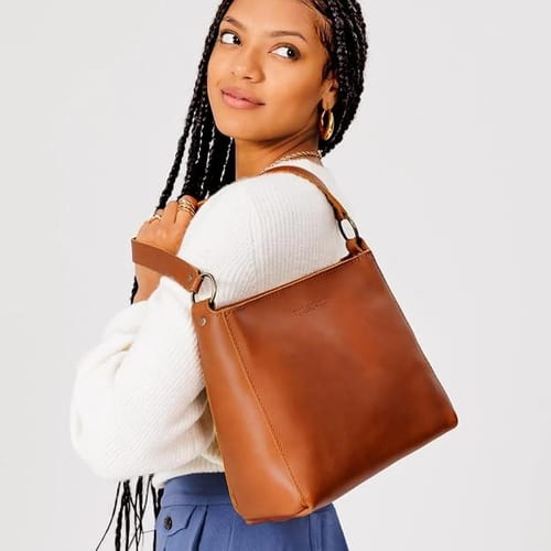 Classic Honey Leather Shoulder Bag