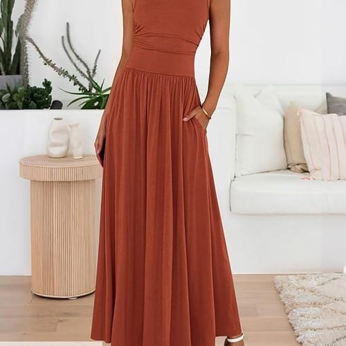 Effortless Brick Red Maxi Dress