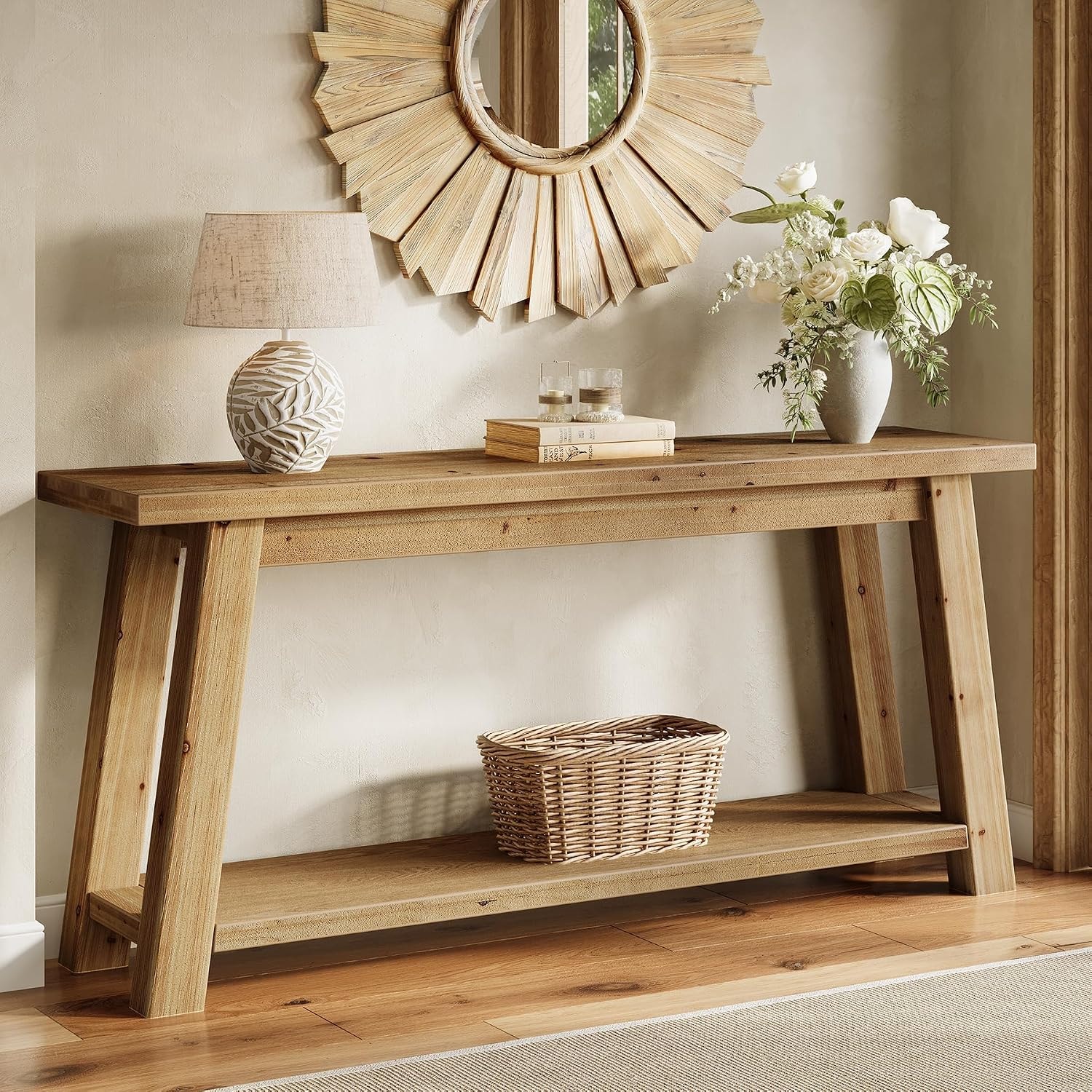 Natural Wood Console Table