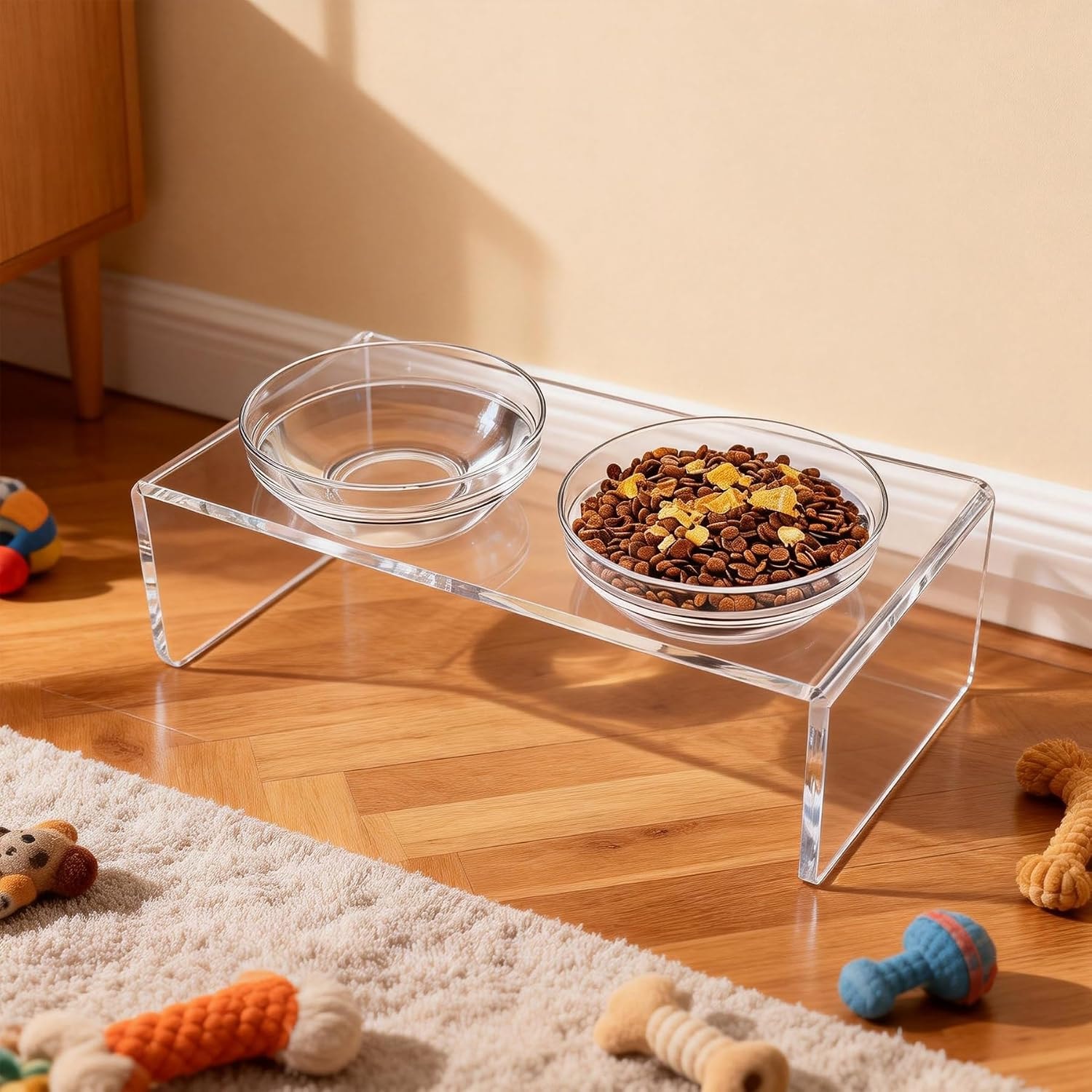 Clear Acrylic Elevated Pet Bowls