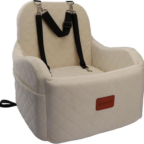 Lealchum Quilted Dog Booster Car Seat – Beige