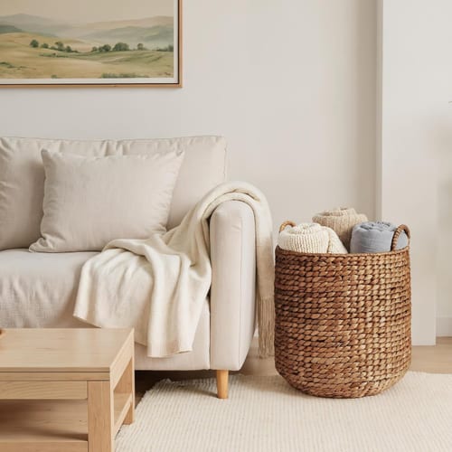 Handwoven Water Hyacinth Basket